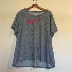 2XL Heather Grey w/Pink Swoosh Nike Tee